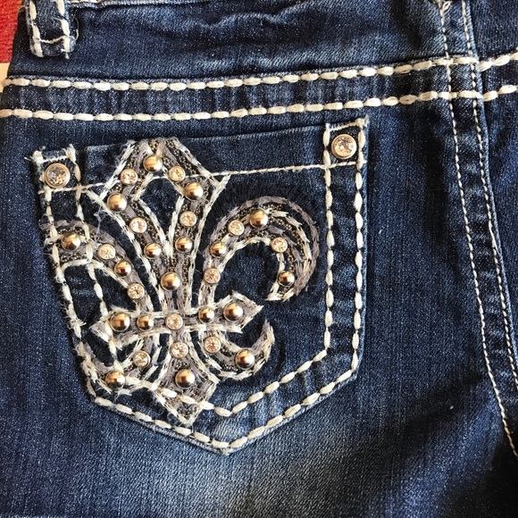 MISS CHIC DENIM BLING RHINESTONE JEAN SHORTS - Picture 5 of 8